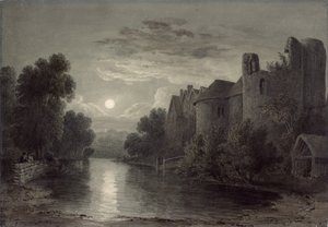 Maidstone, Kent yakınlarındaki Allington Kalesi; Ay ışığı